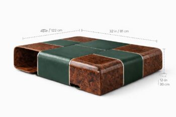 Tádé Burl Wood & Leather Coffee Table