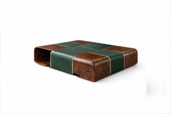 Tádé Burl Wood & Leather Coffee Table